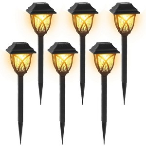 Angel Sar 6-Pack Solar Stake Lights, Outdoor Waterproof Landscape Lamps with Water-Ripple Design, Auto On/Off Pathway Lights for Garden, Yard, Patio - 1 of 4