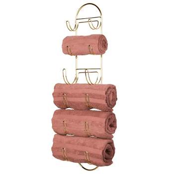 mDesign Steel Wall Mount Towel Rack with 6 Compartments