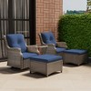 YARDSIGHT 5-Piece Outdoor Wicker Swivel Glider Conversation Set with Red Cushions, Including 2 Chairs, 2 Ottomans, and 1 Side Table - 2 of 4