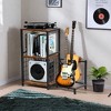 FurnitureR Multifunctional Guitar Stand with Storage Shelves – Industrial Style 3-Tier Music Equipment Rack with Wooden Board, Brown - 2 of 4