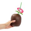 Juvale 12-Pack Coconut Cups with Straws & Hawaiian Hibiscus Flower Decorate, 16oz Food Grade PVC Cup, Ideal for Tropical Luau Party Supplies - 4 of 4