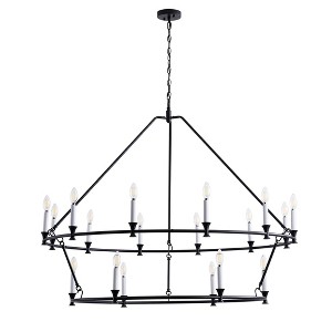 Large 18-Light Black Chandelier for High Ceilings, Modern Farmhouse Double Tier Candle Fixtur - 1 of 4