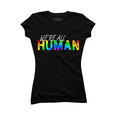 Adult Design By Humans We're All Human Rainbow Pride By JuTrading T-Shirt