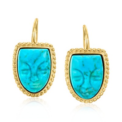 Ross-Simons Italian Tagliamonte Blue Magnesite Mask Drop Earrings in 18kt Gold Over Sterling