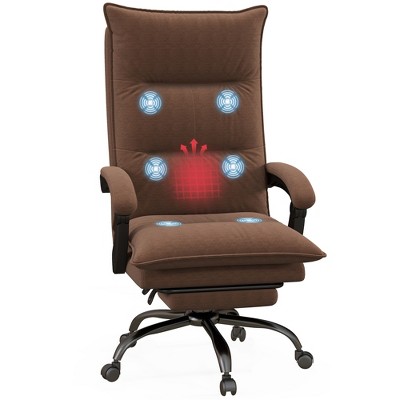 Vinsetto Vibration Massage Office Chair With Heat, Lumbar Pillow, Footrest,  Microfibre Comfy Computer Chair, White : Target