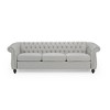 Traditional Chesterfield Style Sofa, Deep Button Tufting, Nailhead Trim, Elegant Carved Legs for Living Room - 3 of 4
