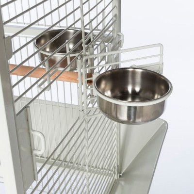 Chalk White Steel Dome Top Bird Cage with Wheels