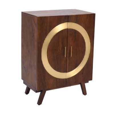 Treasure Trove Accents 2 Door Tall Wine Cabinet Esvons Brown/Gold