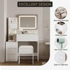 36-Inch Makeup Vanity Desk, Modern Vanity Table for Bedroom, 4 Large Drawers, 3 Lighting Modes, Storage Shelves for Bedroom - 3 of 4