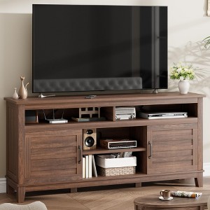 TV Stand for 63 in, Entertainment Center with Adjustable Shelves, Farmhouse TV Stand with Cabinet Doors - 1 of 4