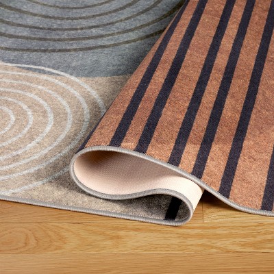 Avani Retro Arch Beige and Rust Synthetic 8' x 10' Washable Area Rug