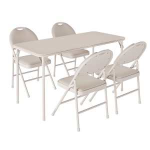 5-Piece Folding Table and Chairs Set, Portable Folding Table and Chairs Set of 5 with Metal Legs and Thicken Padded Cushion,for Dining Room,Camping - 1 of 4