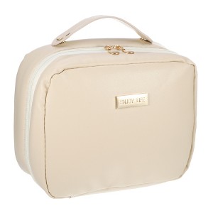 Unique Bargains Large Capacity PU Leather Cosmetic Bag 1 Pc - 1 of 4