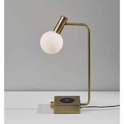 Adjustable Antique Brass Desk Lamp with Wireless Charger