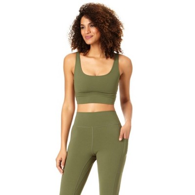 Anne Cole Active - Women's Scoop Sports Bra Top - Green - Large : Target