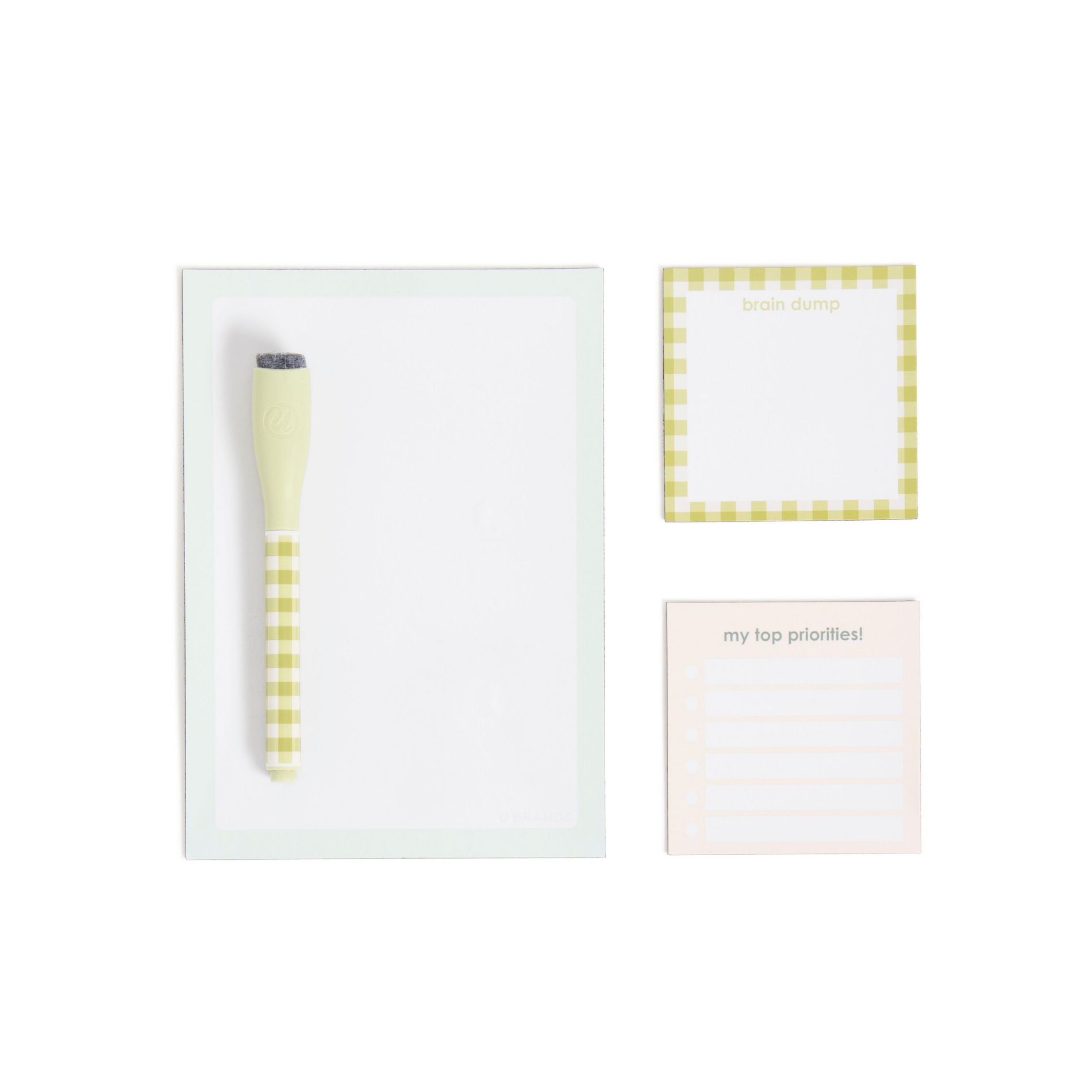 U Brands 4ct 7"x5" Magnetic Vinyl Dry Erase Kit Preppy Pond