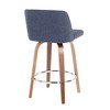 Fabric Upholstered Mid-Century Modern Counter Stool with Swivel and Bent Wood Legs with Metal Footrest for Kitchen Island or Home Bar, Set of 2 - 4 of 4