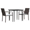 vidaXL Patio Dining Set Table and Chair with Cushions Poly Rattan and Steel - Brown 31.5" Table Length 2 Items - 3 of 4