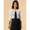 Allegra K Women's Elegant 3/4 Sleeve Sheer Floral Lace Cropped Bolero Shrugs 2 Packs - 2 of 4