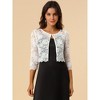 Allegra K Women's Elegant 3/4 Sleeve Sheer Floral Lace Cropped Bolero Shrugs 2 Packs - image 2 of 4