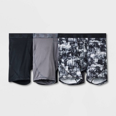 Men's Jersey Mesh Performance 3pk Long Leg Boxer Briefs - All In Motion™  Black/Gray/Blue S