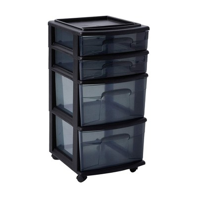 Homz Plastic 4 Drawer Medium Home Storage Container, Clear Drawers & Black  Frame, 1 Piece - Fry's Food Stores