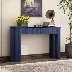 TIRAMISUBEST Entryway Table with Fluted Design, Modern Console Table with Storage, Oval Top and 2 Drawers for Entryway and Living Room - 1 of 4