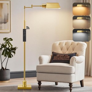 GTCLIGHTING Floor Lamp with 350° Swing Arm, 3 Color Temperature Height Adjustable Standing Lamp Metal Shade for Living Room Bedroom (Gold) - 1 of 4