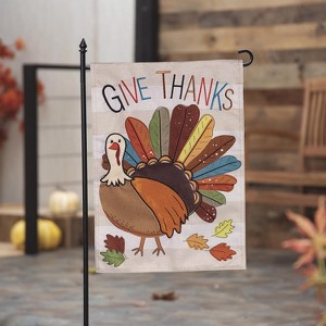 Evergreen Flag Tom Turkey Thanksgiving Burlap Garden Flag, Welcome Fall Garden Flags 12x18 Double Sided, Outside - 1 of 4