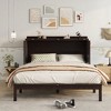 KIGFTSOD Queen Size Murphy Bed, Pine Wood Cabinet Bed with Power Station and Rattan Decoration Panel - 3 of 4