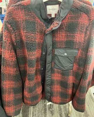 Men's High Pile Fleece Faux Fur Jacket - Goodfellow & Co™ Red : Target