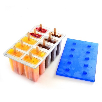 Blue and White BPA-Free Plastic Popsicle Maker with Wooden Sticks