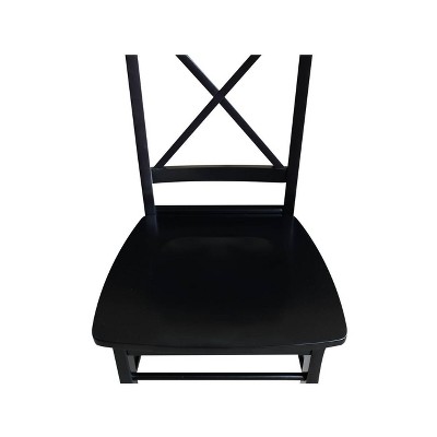 Elegant High-Back Cross Solid Parawood Side Chair in Black - Set of 2