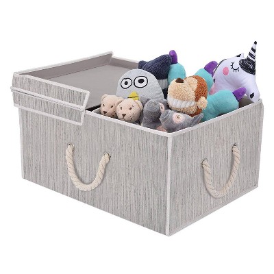Canvas Basket with Lid and Handles 2-Pack StorageWorks Decorative Storage Boxes Medium Gray
