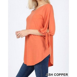 Women's Self Split Tie Top - ZENANA - 1 of 1