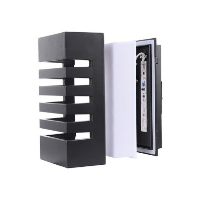 Sleek 9.75" Black LED Outdoor Wall Lantern with Dimmable Light