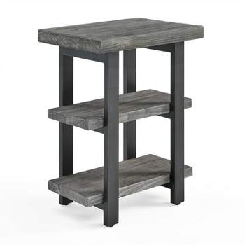 Pomona Metal and Reclaimed Wood 2 Shelf End Table Slate Gray - Alaterre Furniture