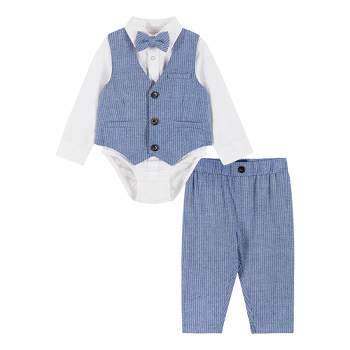 Andy & Evan  Infant  Blue Four Piece Buttondown and Vest Set