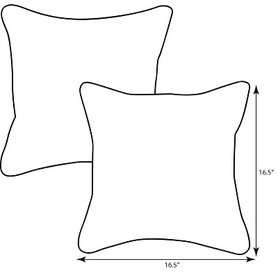 Setra Stone 16.5" Black and Neutral Palm Frond Throw Pillows, Set of 2