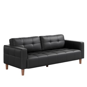 Modern 3-Seater Sofa and 2 Removable Back Cushions for Living Room,Faux Leather Sofa Couch with Spring Cushion, Easy Assembly for Small Spaces - 1 of 4