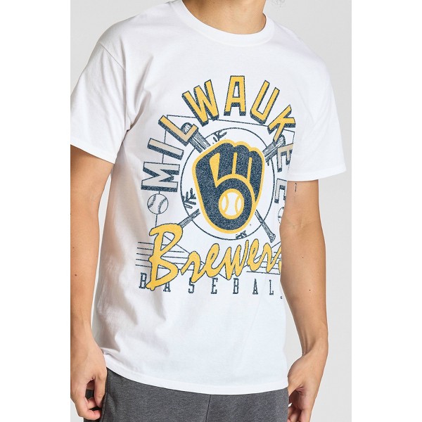 Playera Blanca Champion para Hombre de MLB Milwaukee Brewers 5