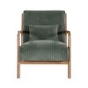 Natural Wooden Lounge Chair with Ribbed Corduroy Upholstery and Cushion for Living Room, Bedroom or Reading Corner-The Pop Home - 2 of 4