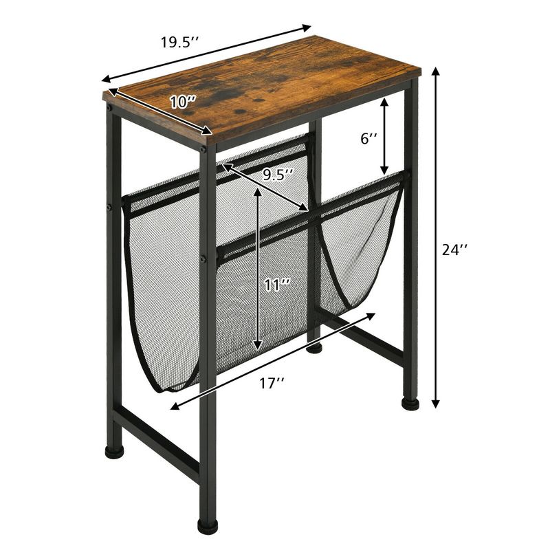 Costway Narrow End Table Magazine Holder Sling Industrial Accent Console Table, 2 of 11