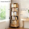 SKRAN 6 Tier Rotating Bookshelf, 360° Display And Spinning Bookshelf with Wheels and Drawer, Rotating Bookshelf Tower for Bedroom, Home, Wood Color - 3 of 4