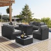 LayinSun 8 Piece Patio Furniture Set with 44" Propane Gas Fire Pit Table, Outdoor Sectional Conversation Set Wicker Rattan Sofa Set - 2 of 4