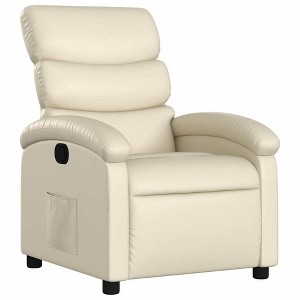 vidaXL Manual Recliner Chair, Adjustable Backrest/Footrest, Cream Faux Leather Reclining Sofa - White - 1 of 4
