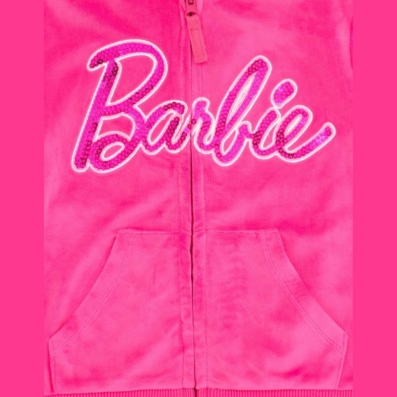 Barbie Girls Velour Matching Family Zip Up Hoodie & Pants Outfit Set Adult, 4 of 6