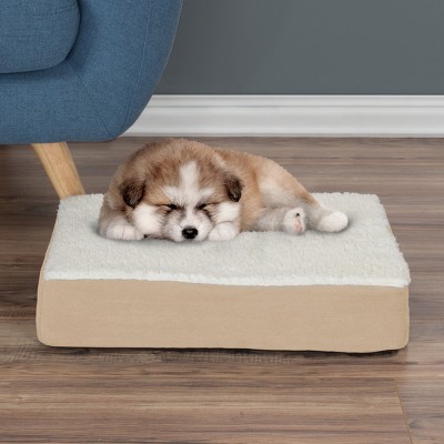Small Tan Orthopedic Memory Foam Pet Bed with Removable Cover