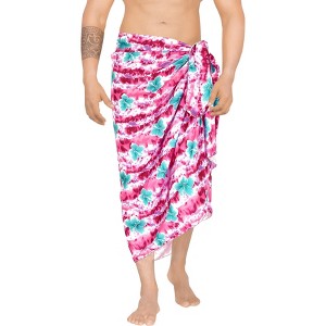 LA LEELA Men's Pareo Sarong Bath Swim Pareo Beach Wrap One Size Pink - 1 of 4