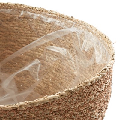 Natural Handwoven Seagrass Round Planter Baskets with Liners